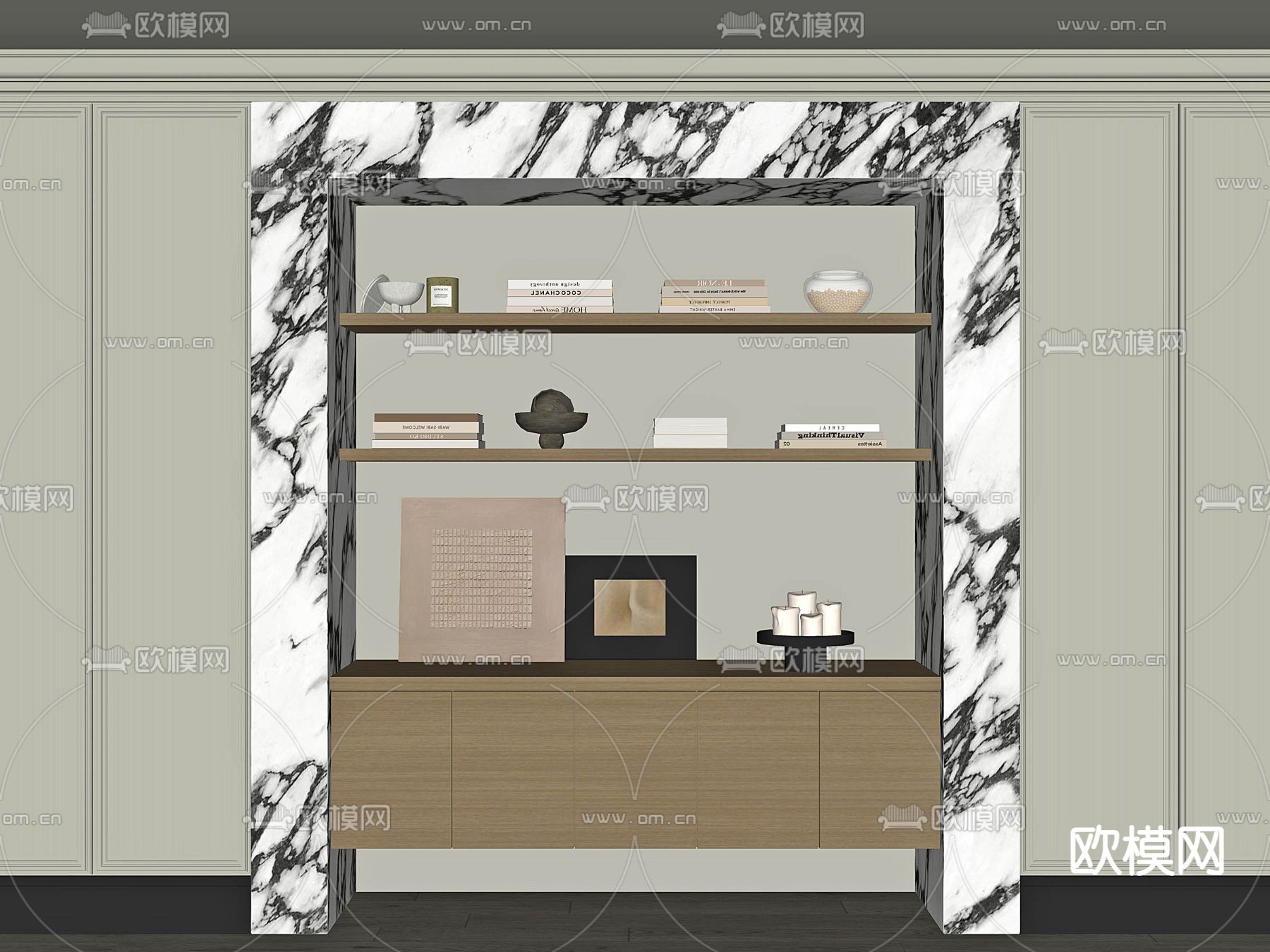 现代隔板柜 装饰柜su模型下载（渲染图1）