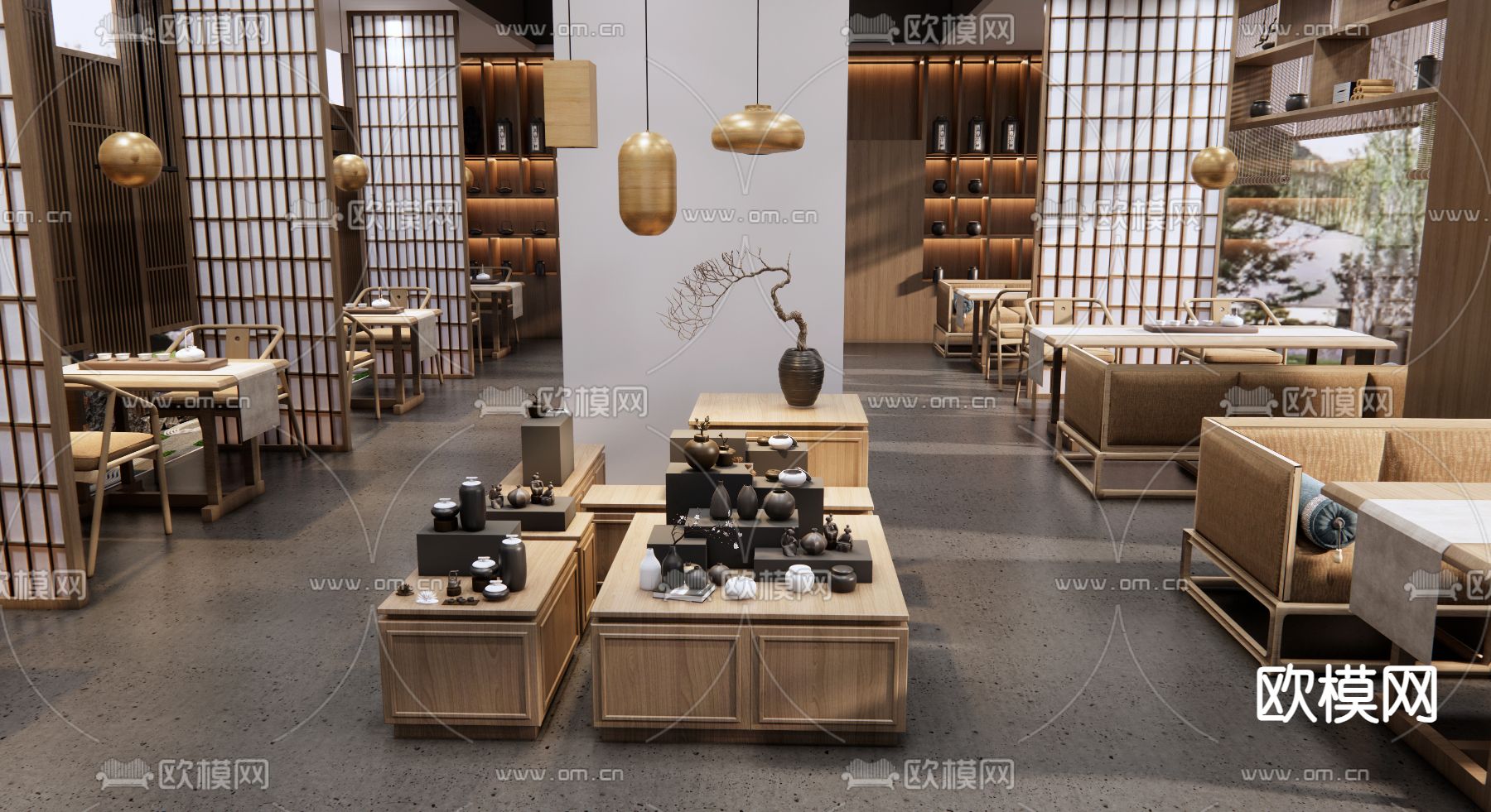 新中式茶馆 茶楼3d模型下载（渲染图2）