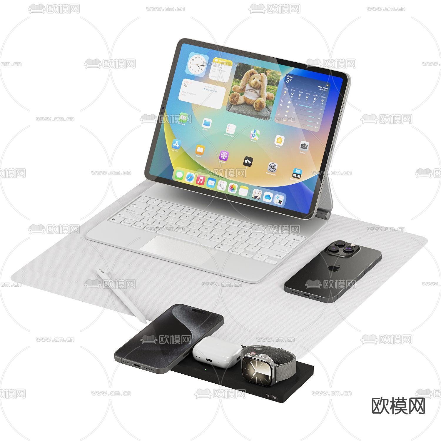 Apple 苹果电脑 平板3d模型下载（渲染图1）