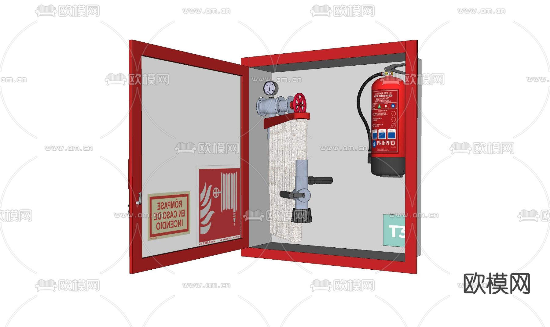消防箱 消防栓箱 灭火器箱su模型下载（渲染图1）