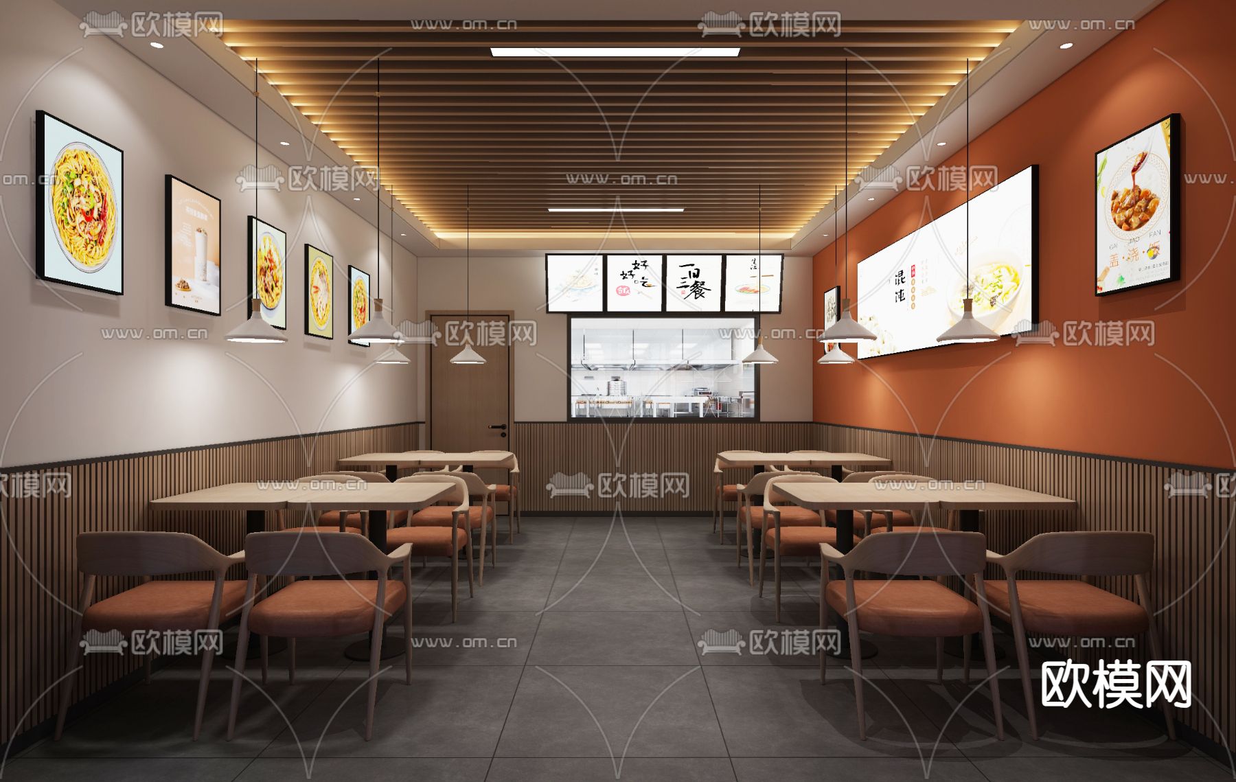 现代快餐店3d模型下载（渲染图2）