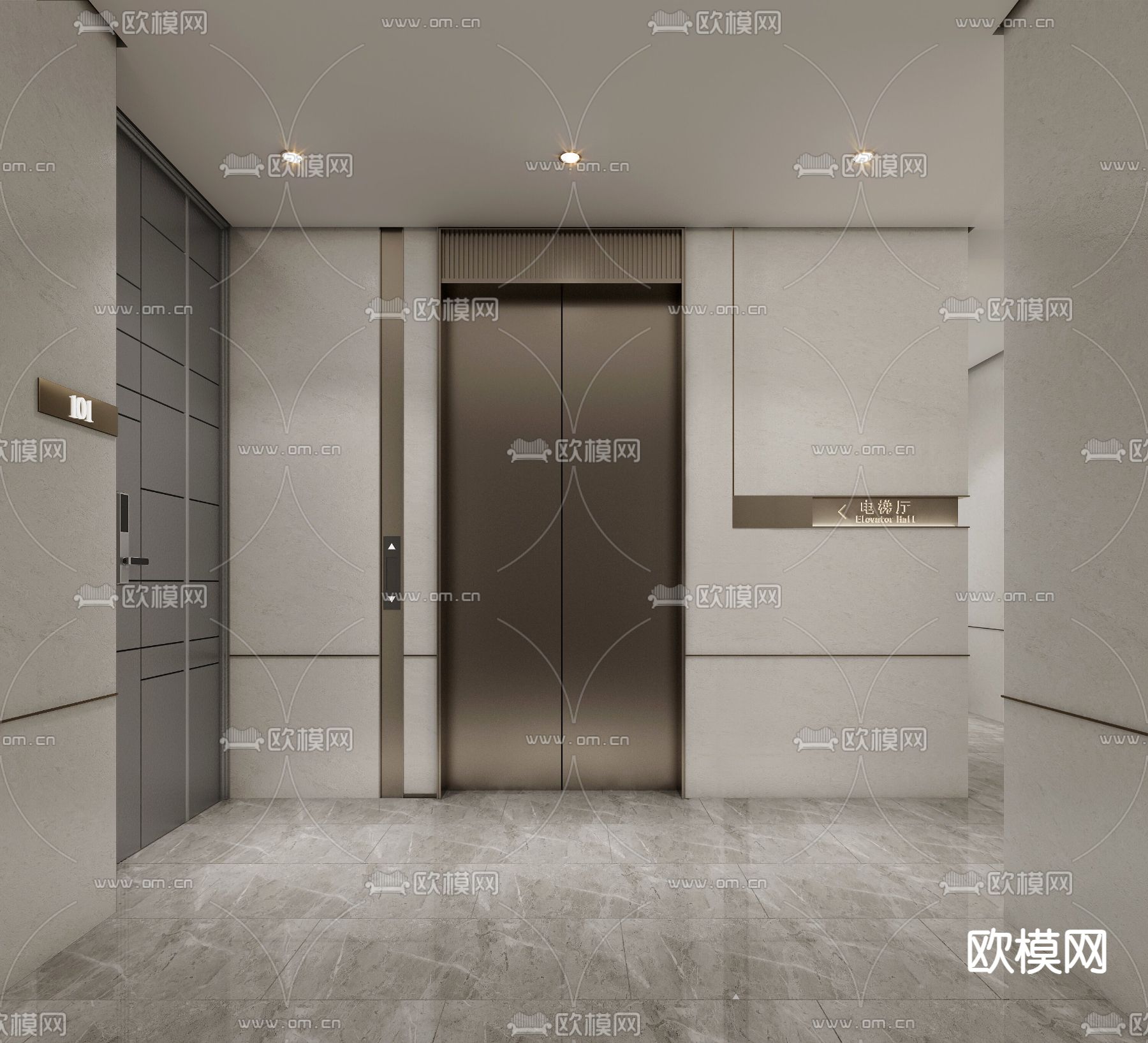 电梯间 电梯厅3d模型下载