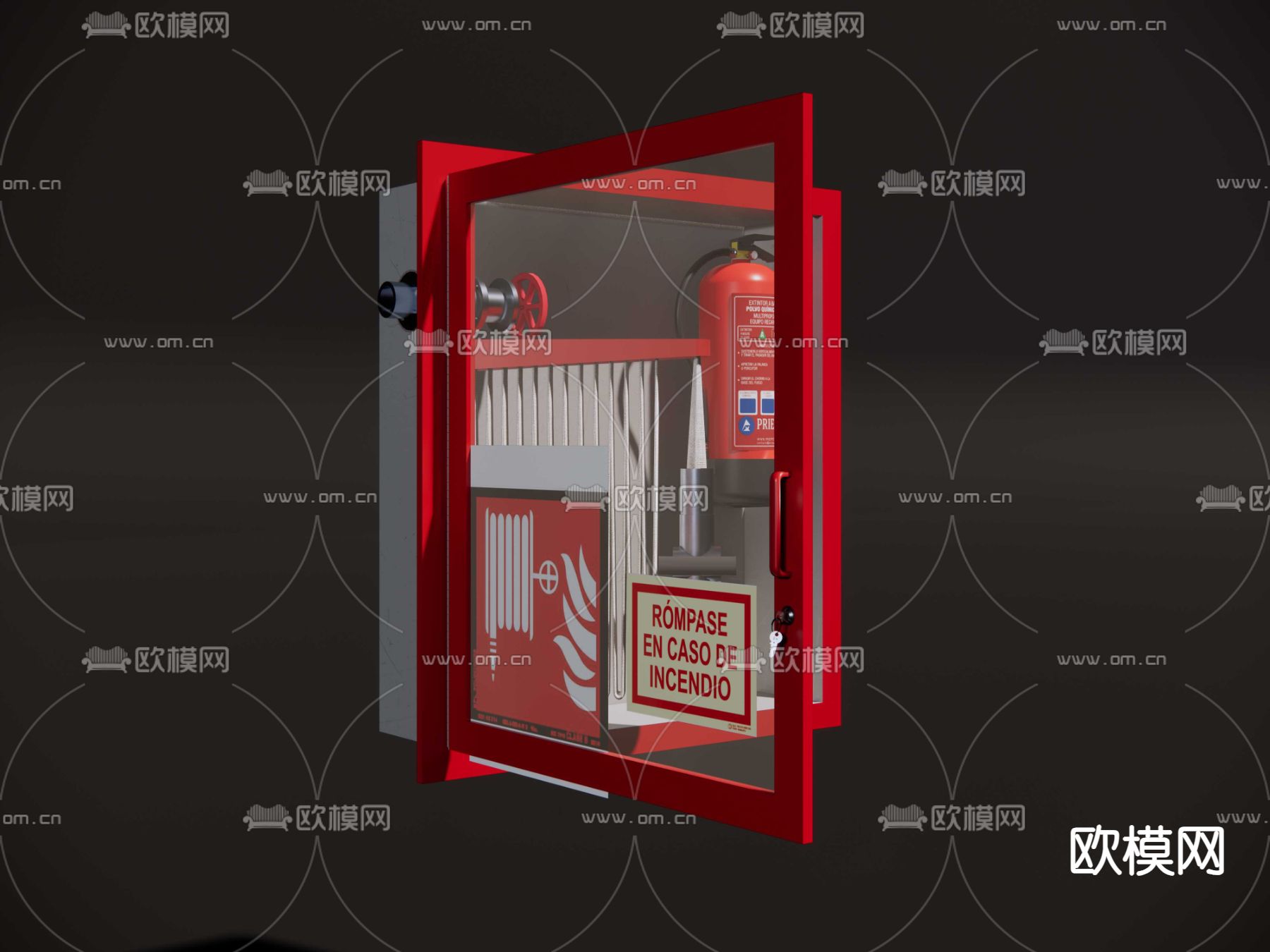 消防箱 消防栓箱 灭火器箱su模型下载（渲染图2）
