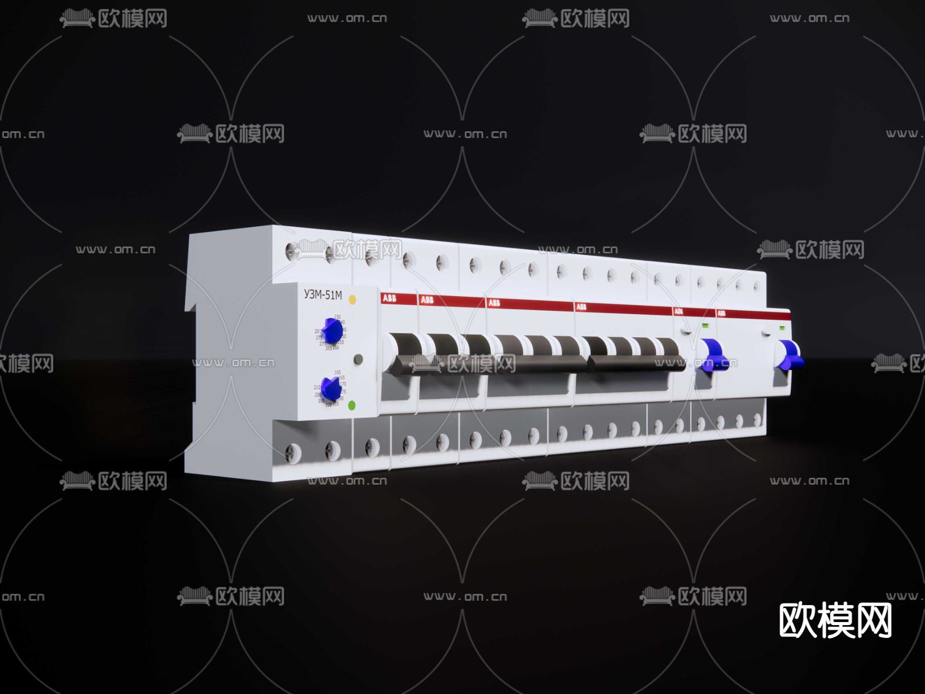 空气开关 漏保 接触器su模型下载（渲染图2）