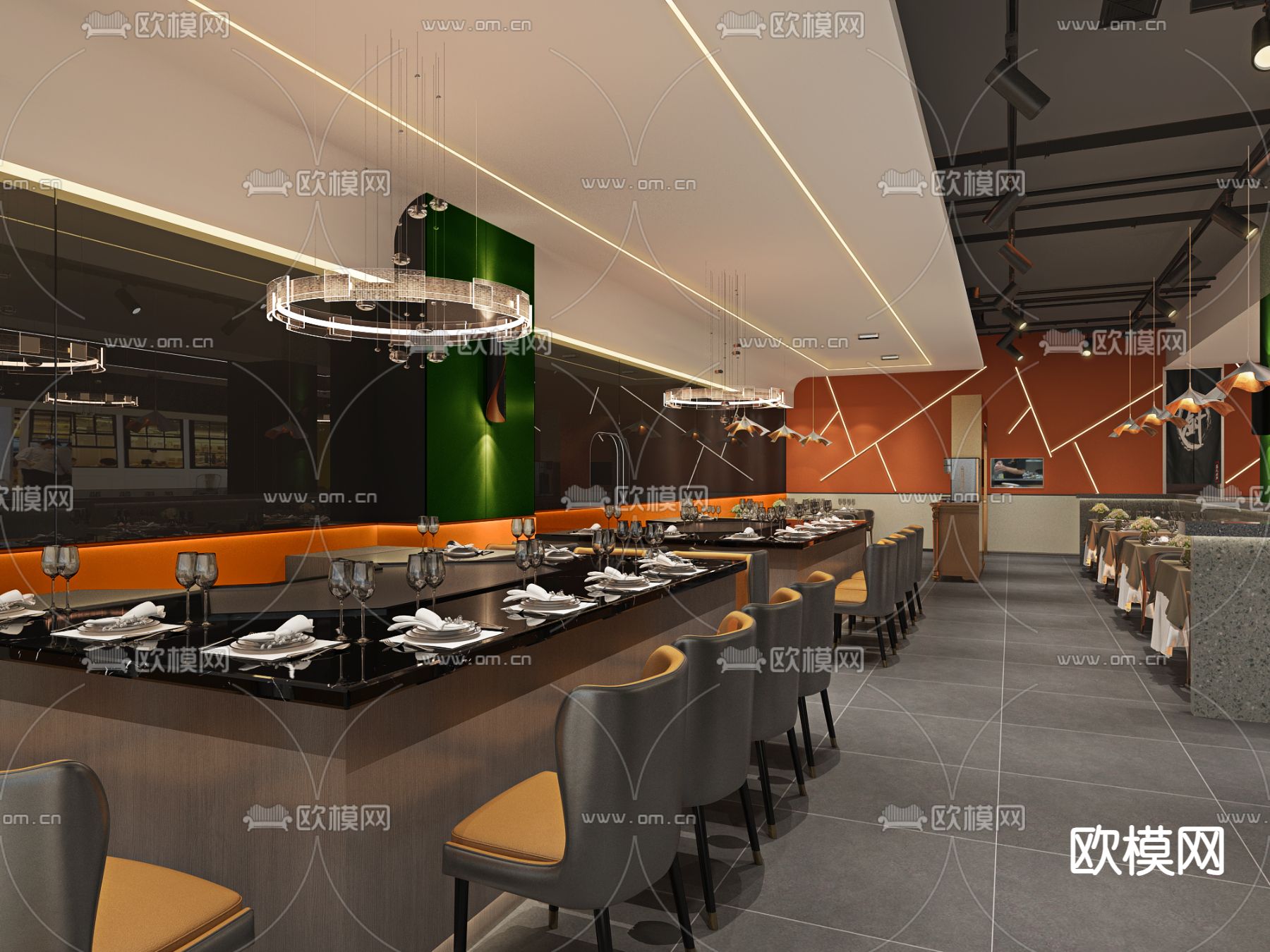 铁板烧 烧烤店3d模型下载（渲染图3）