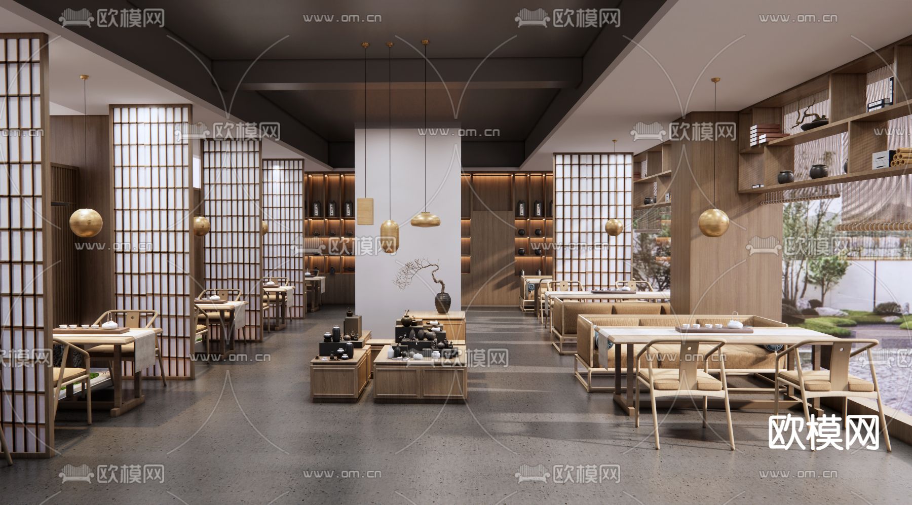 新中式茶馆 茶楼3d模型下载（渲染图1）