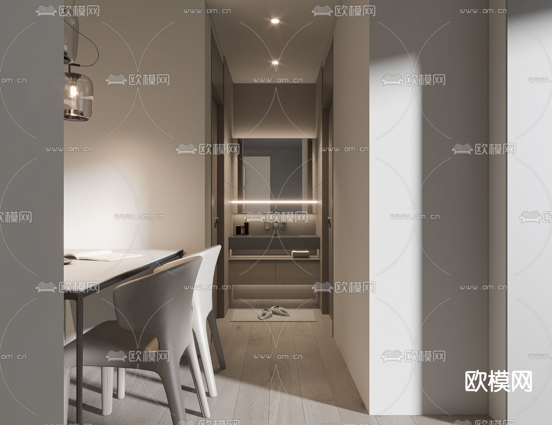 酒店民宿 餐厅3d模型下载（渲染图2）