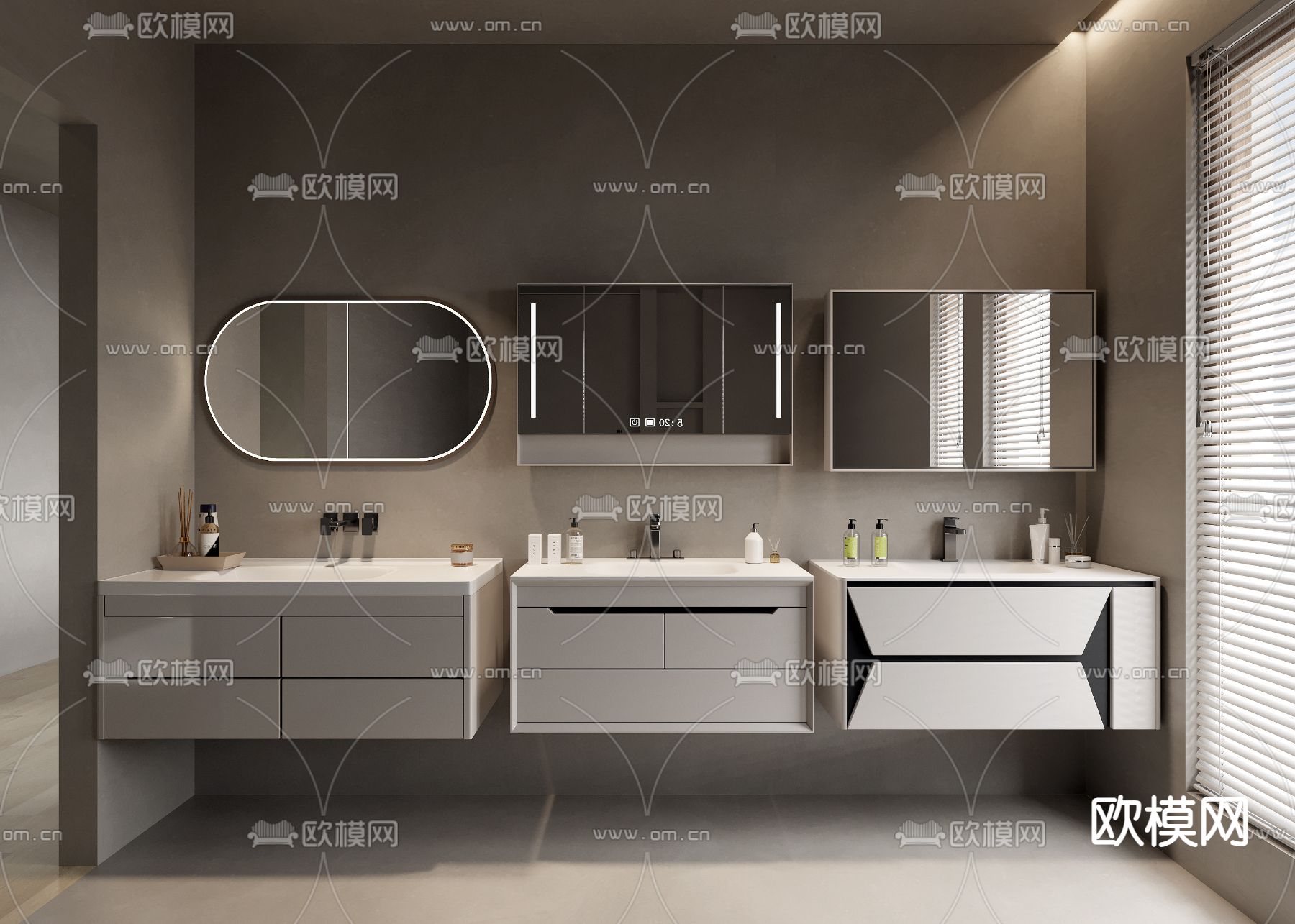 洗手台 镜柜 陶瓷洗手盆3d模型下载