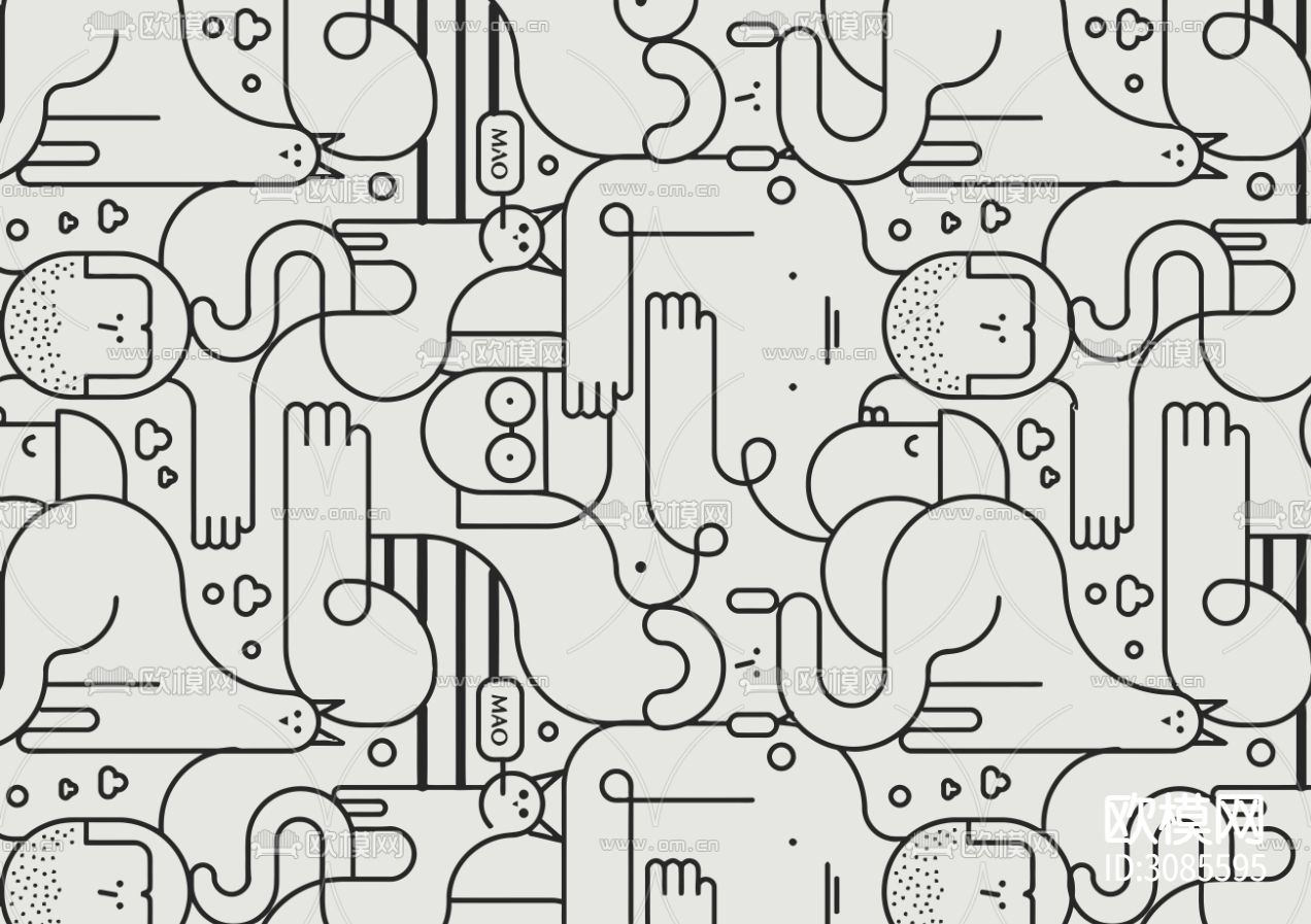 灰色线条壁纸 抽象壁纸 手绘 简约卡通贴图下载