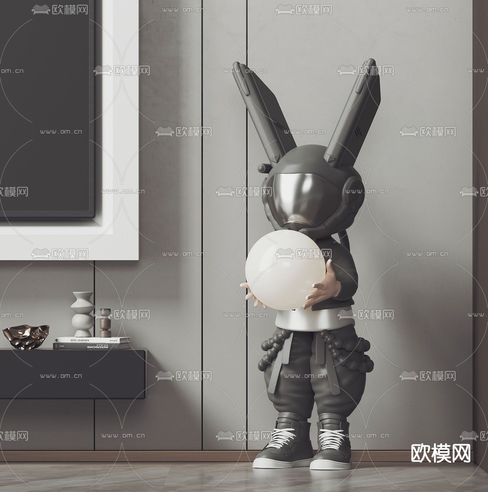 兔子摆件 卡通公仔 潮玩 雕塑3d模型下载