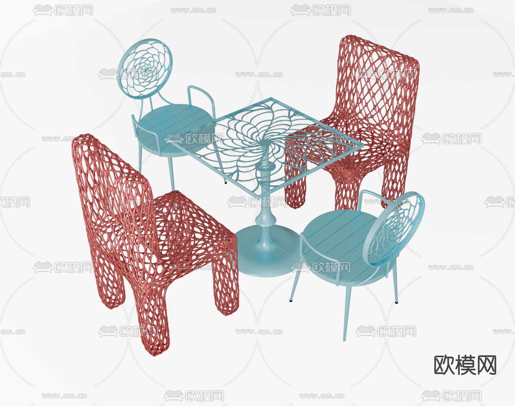 北欧铁艺户外桌椅su模型下载（渲染图1）