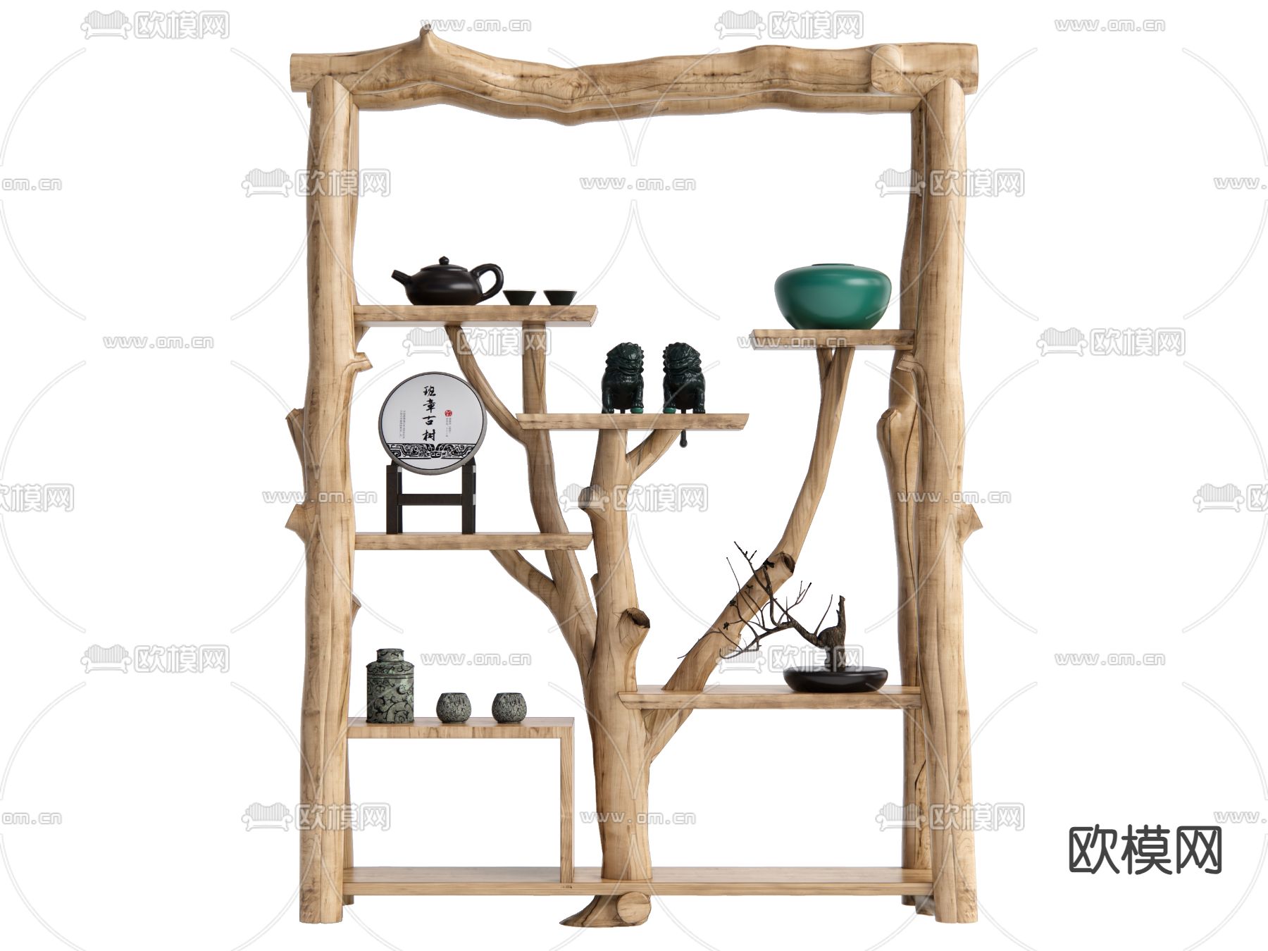 侘寂风装饰架 博古架su模型下载（渲染图2）