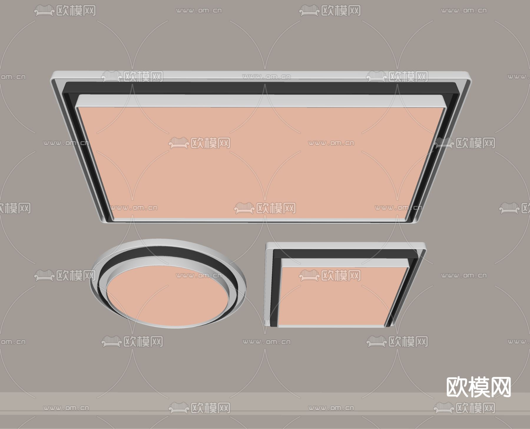 现代吸顶灯su模型下载（渲染图1）