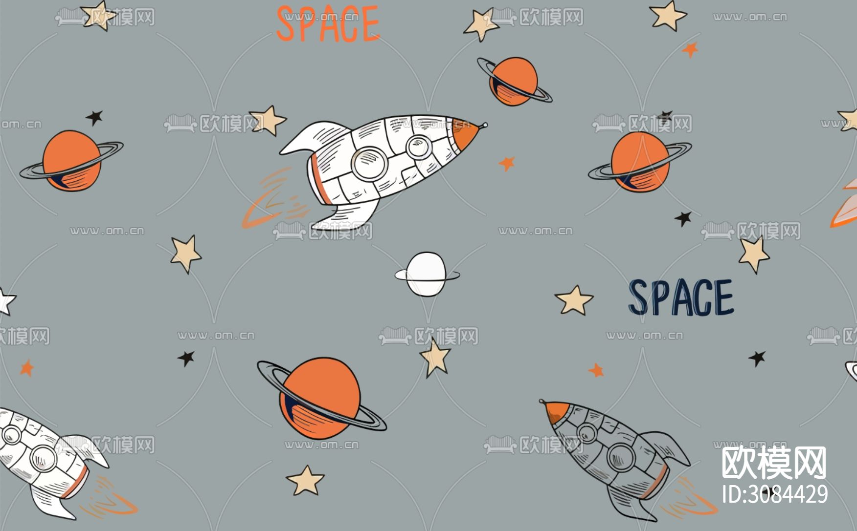 儿童壁纸 卡通壁纸 太空宇航员壁画贴图下载