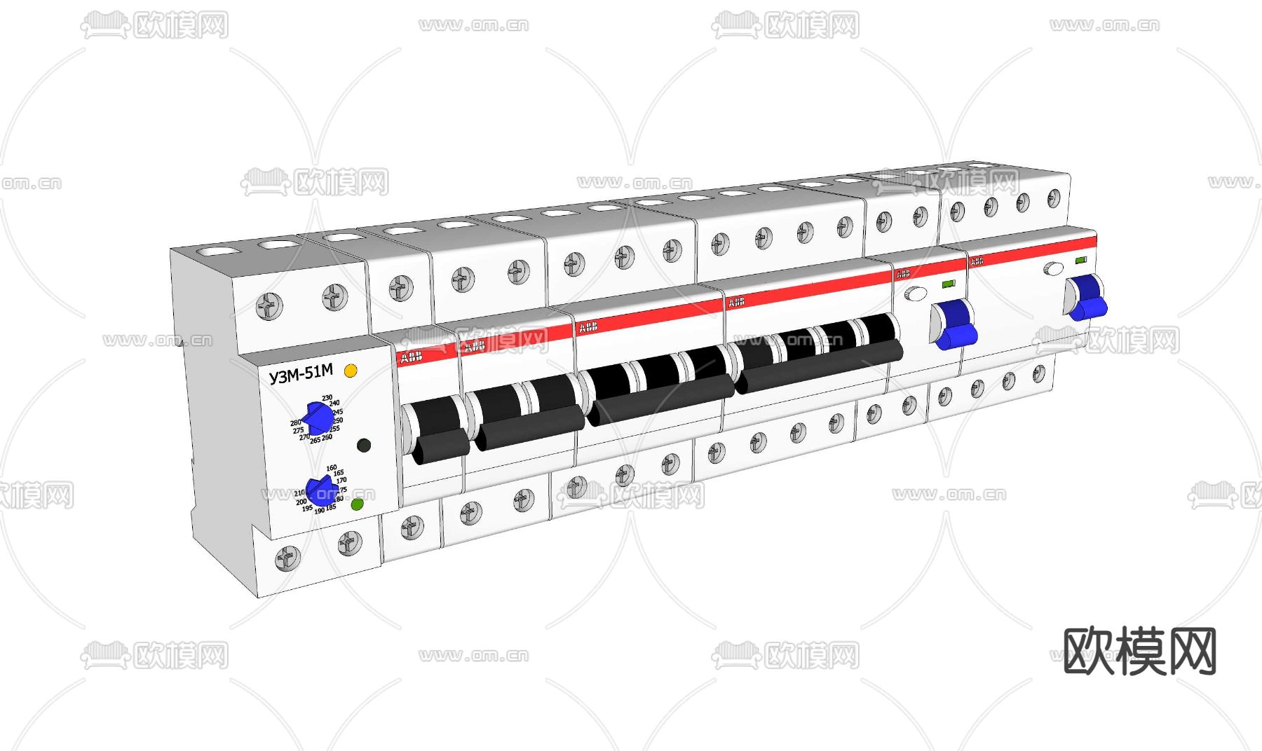 空气开关 漏保 接触器su模型下载（渲染图1）