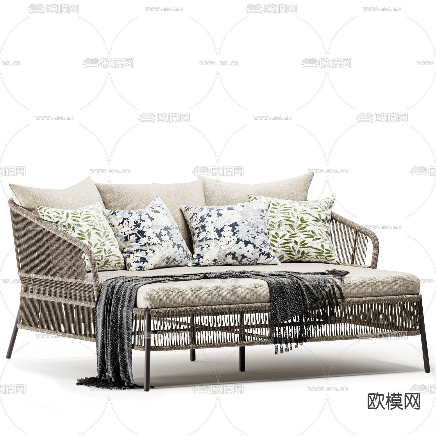 户外沙发 户外椅 藤编沙发3d模型下载（渲染图4）