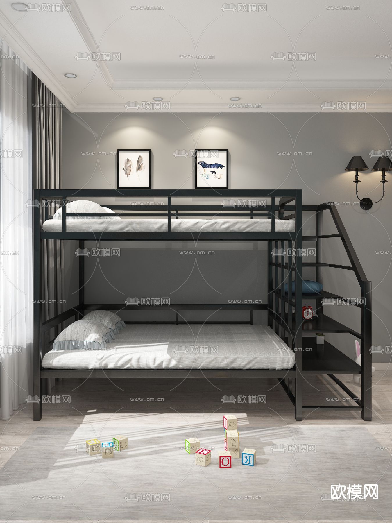 宿舍床 上下床 双层床3d模型下载