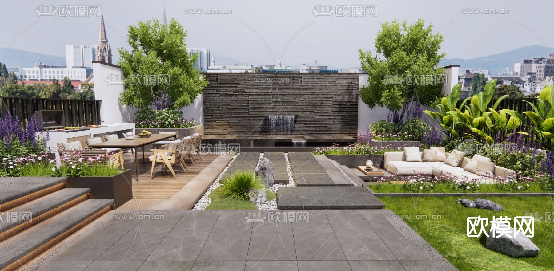 屋顶花园 露台 休闲阳台3d模型下载