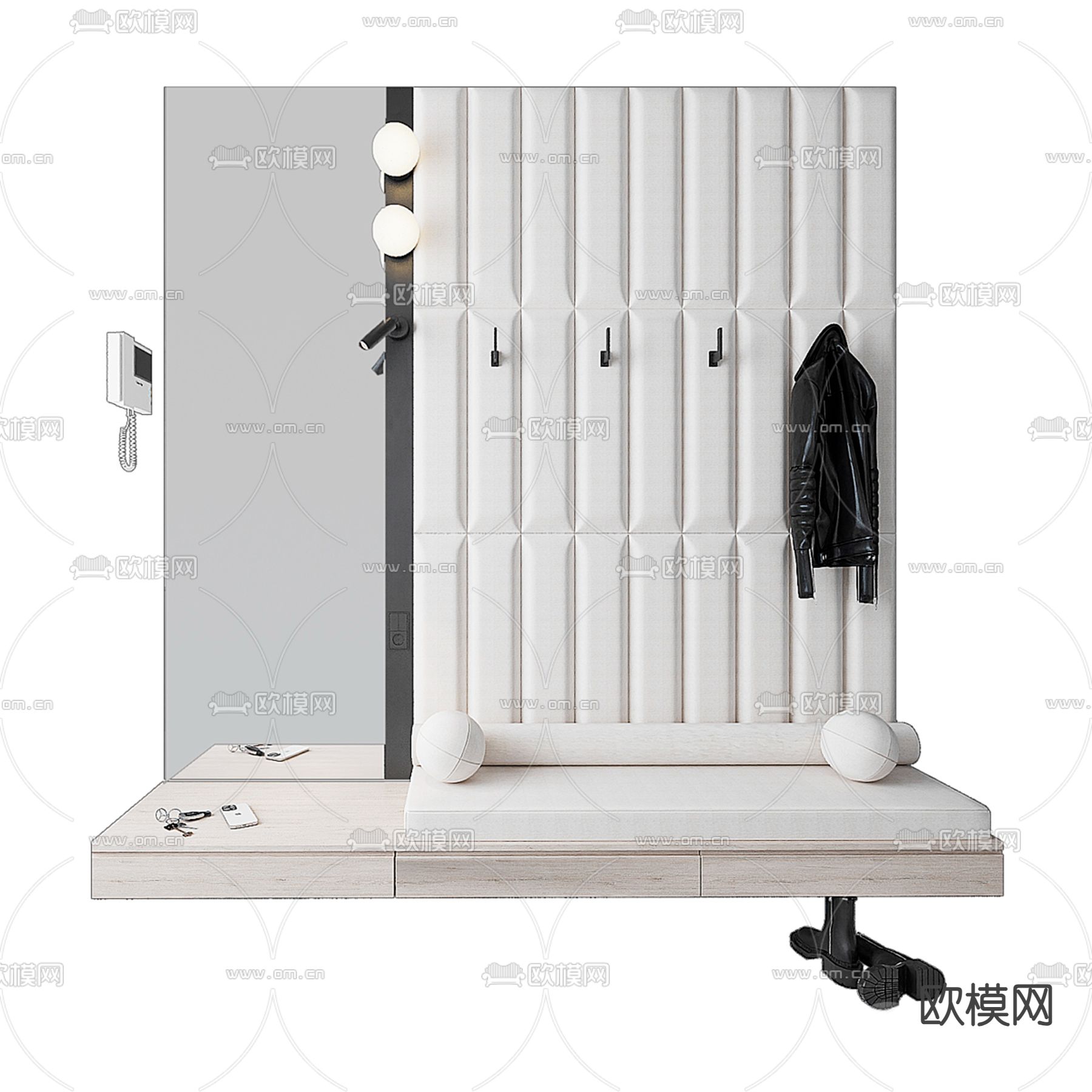 换鞋凳 凳子 挂衣钩3d模型下载