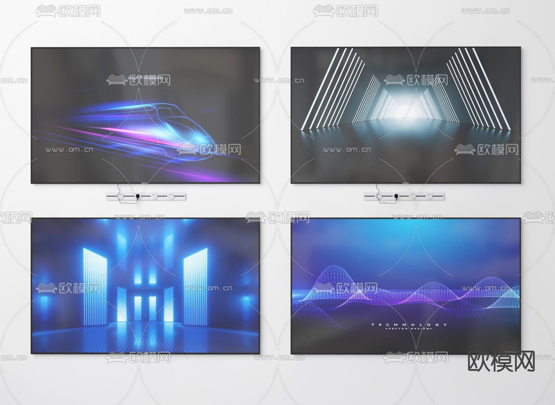 现代电视机su模型下载（渲染图2）