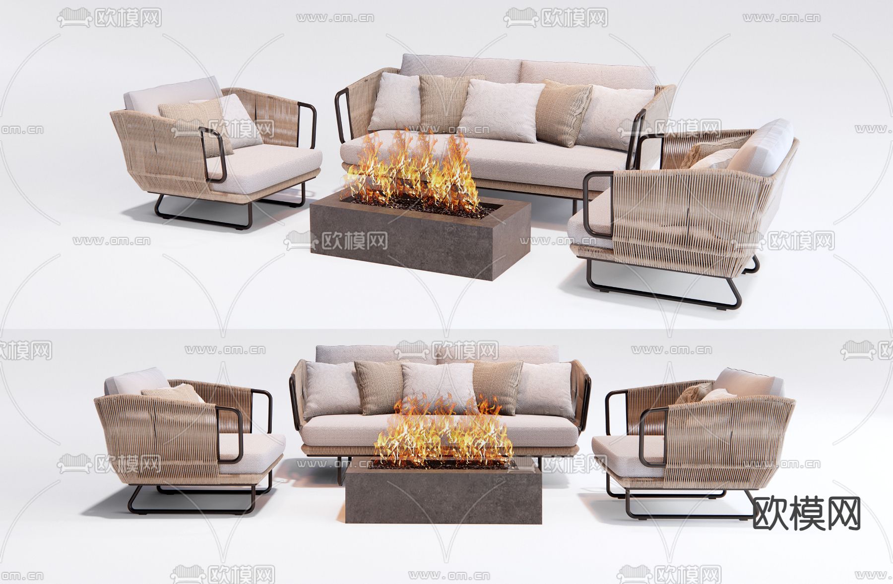 户外沙发 庭院沙发3d模型下载