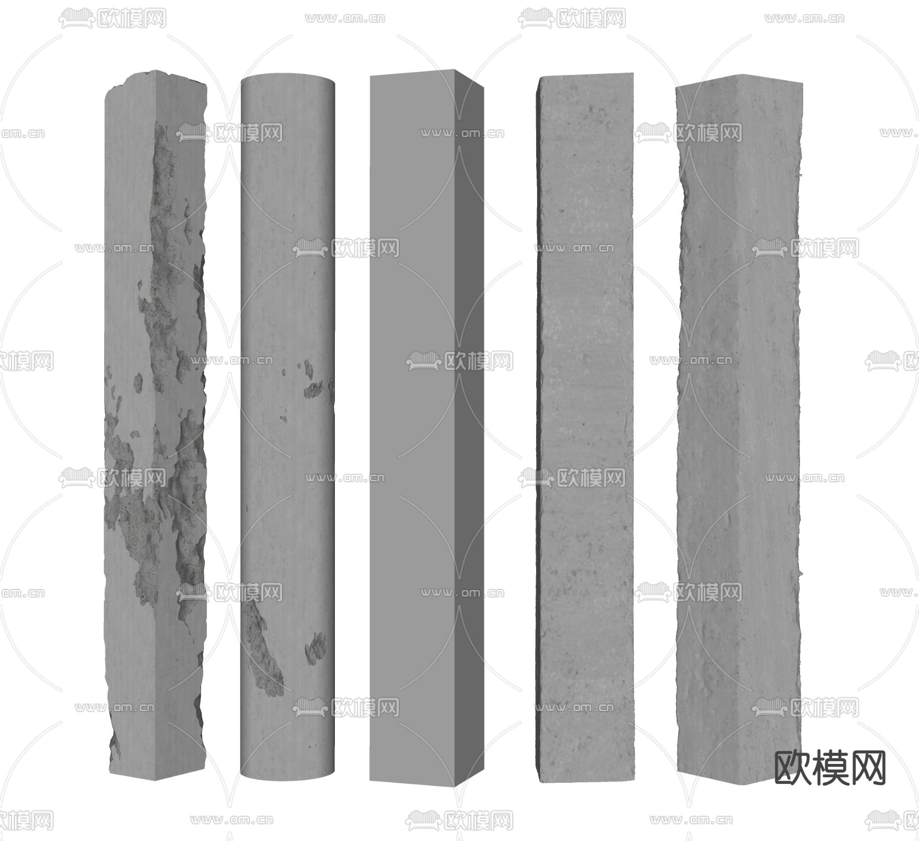 现代水泥柱 装饰柱 柱子su模型下载（渲染图1）