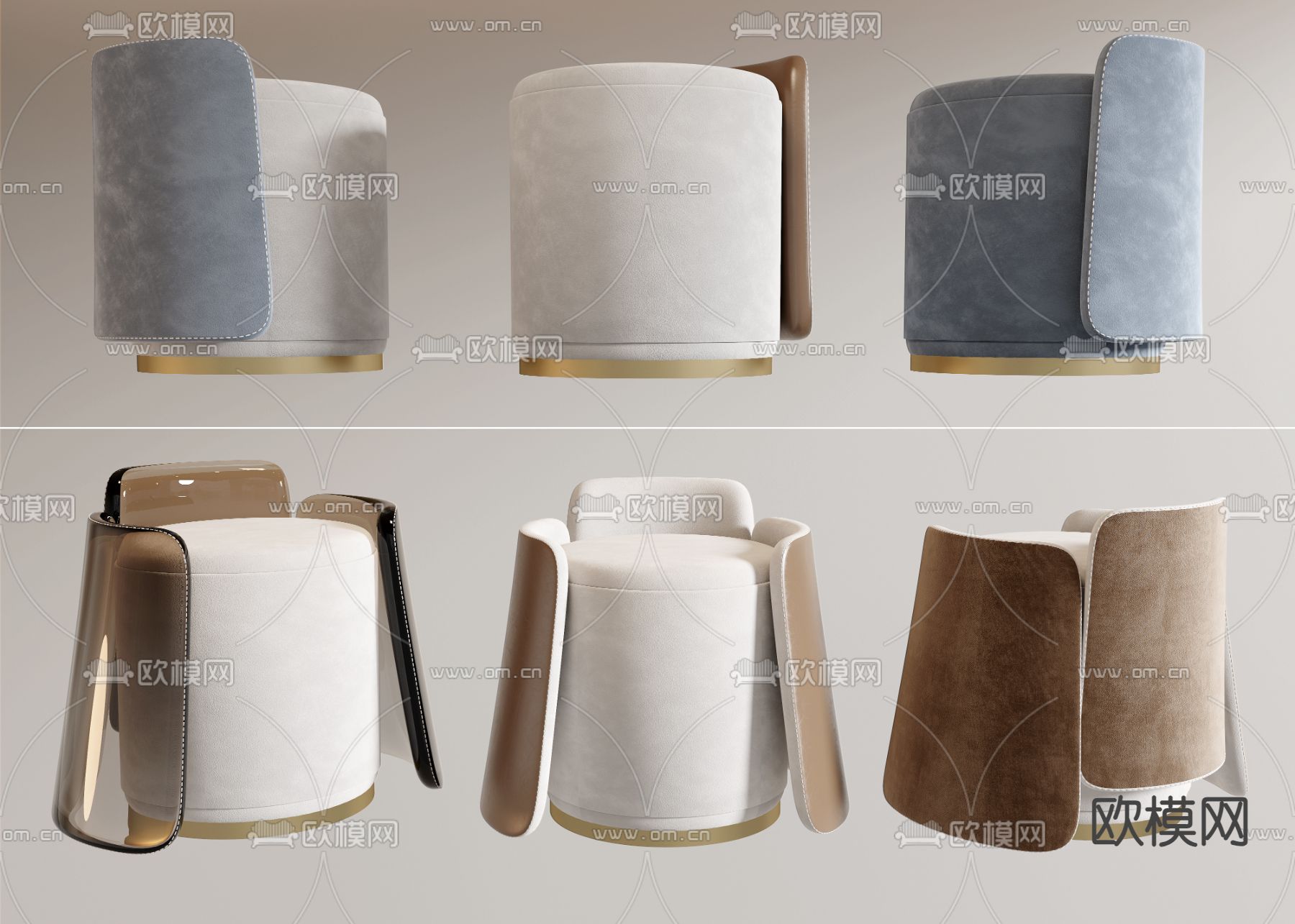 轻奢凳子 沙发凳 圆凳 换鞋凳 脚踏3d模型下载