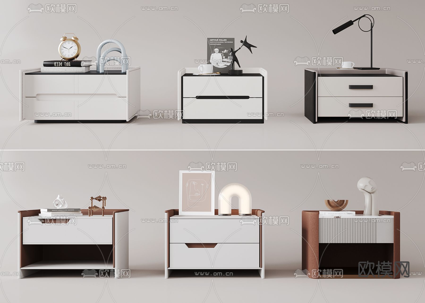 现代床头柜su模型下载（渲染图2）