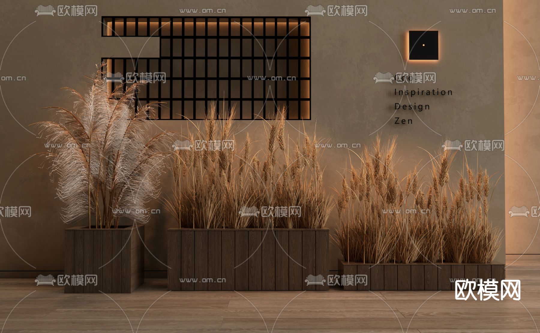 芦苇花箱 麦穗花箱 花坛 花槽3d模型下载