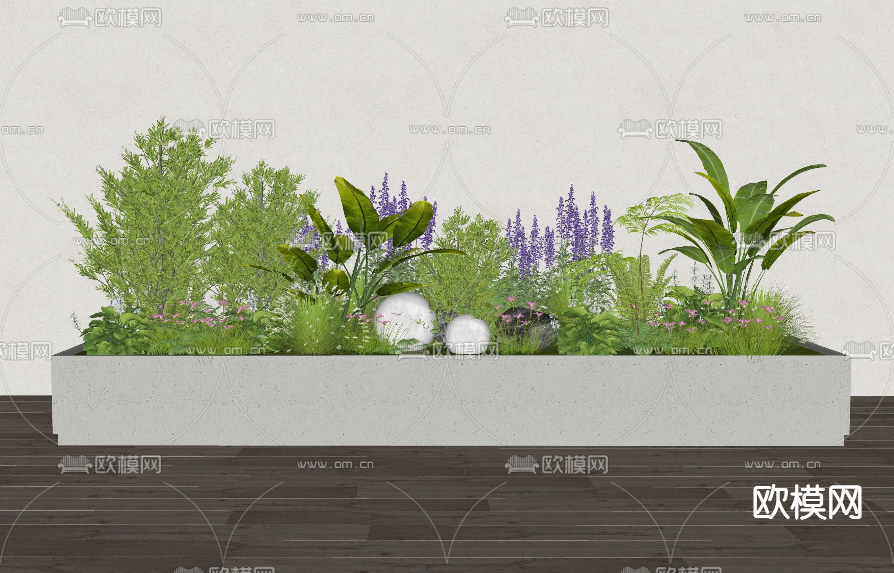 现代绿植花箱 室内植物造景su模型下载（渲染图1）