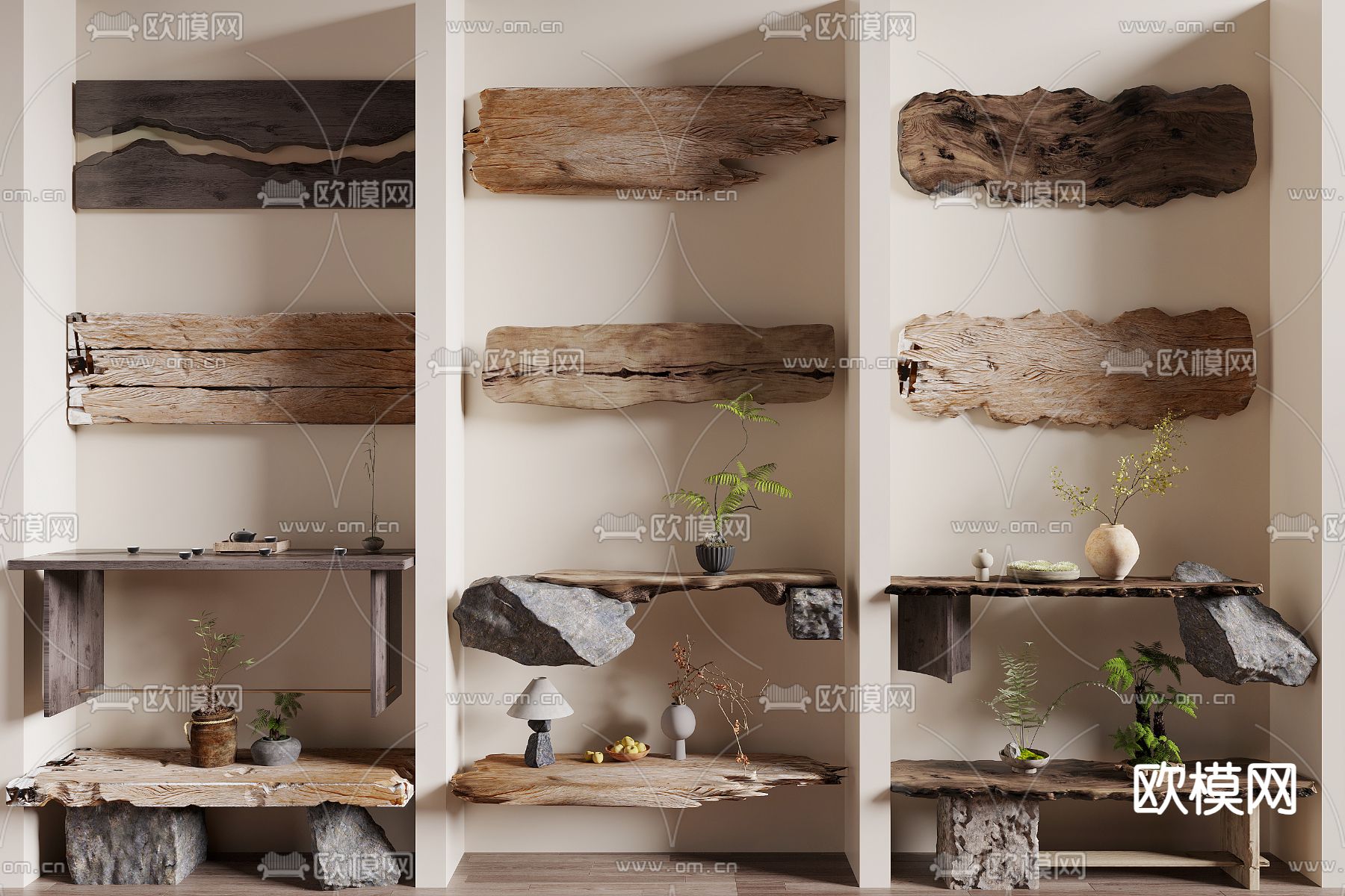 木头桌面 台面 玄关条案 端景台3d模型下载