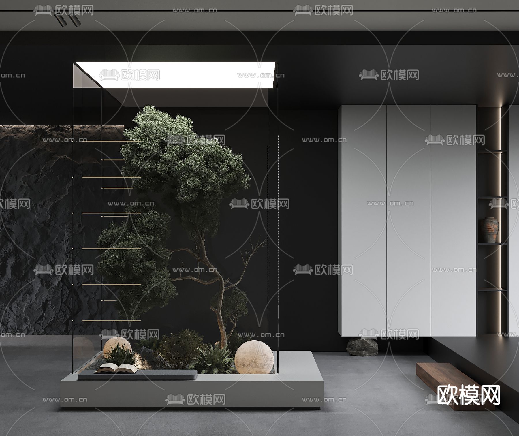 室内造景 植物堆 天井景观3d模型下载（渲染图1）