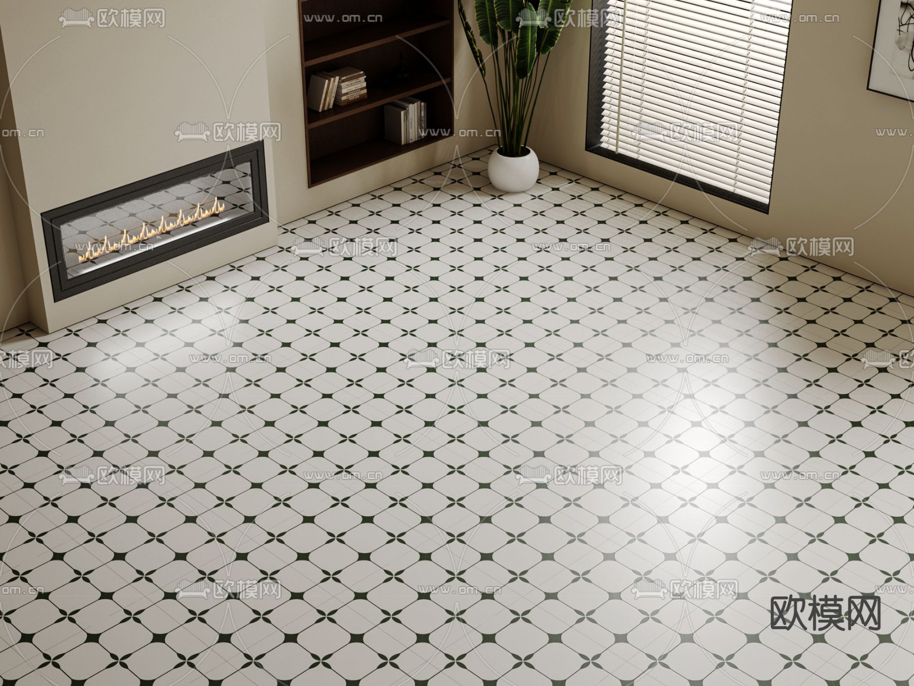 复古花砖 瓷砖 厨房地砖3d模型下载