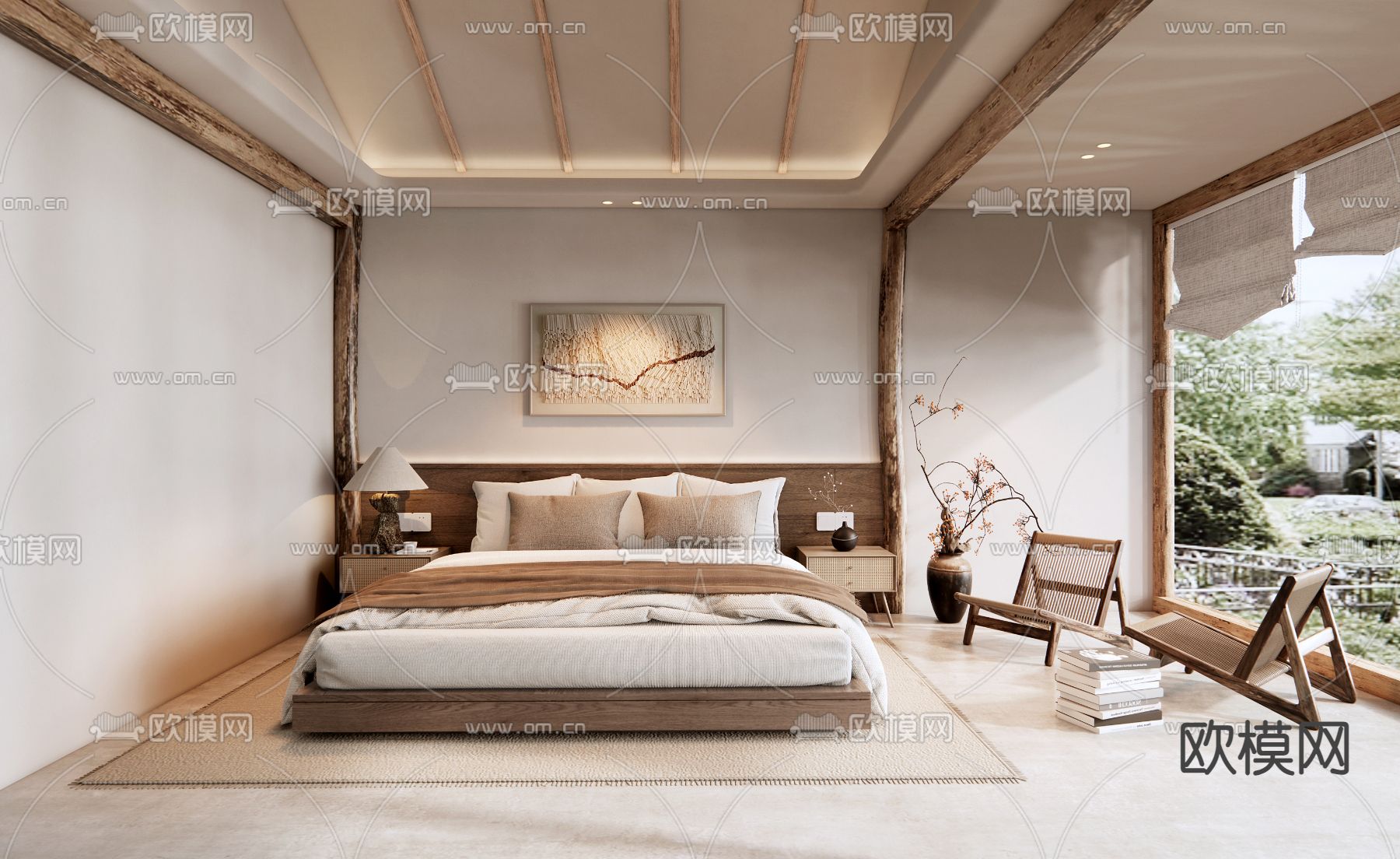 侘寂民宿 客房3d模型下载