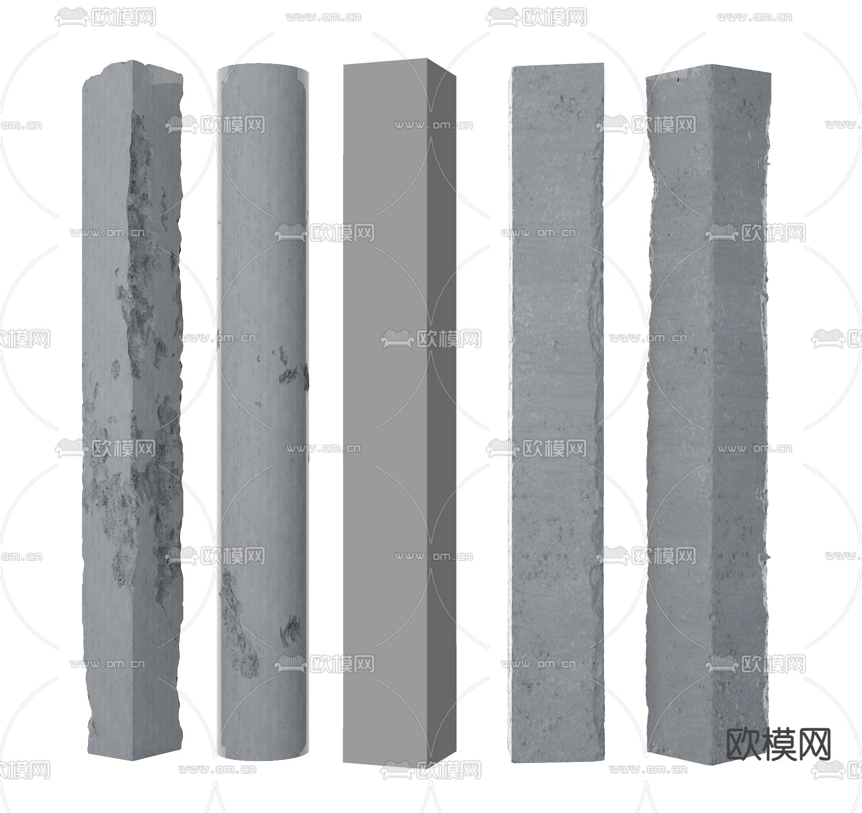 现代水泥柱 装饰柱 柱子su模型下载（渲染图2）