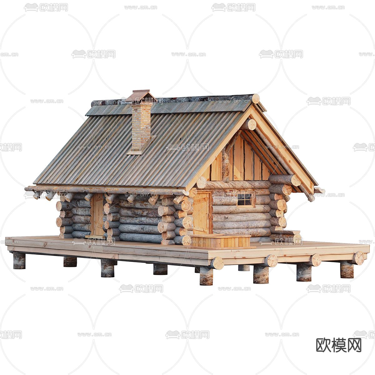 木屋外观 民宿3d模型下载（渲染图1）