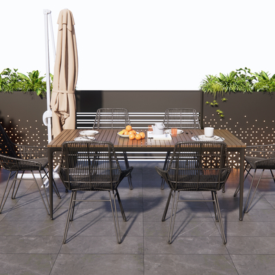  现代户外桌椅 商业外摆su模型 