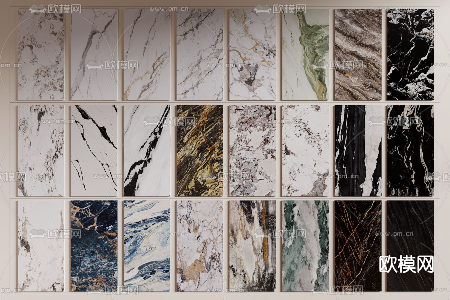 大理石 纹理板 护墙板 石材岩板3d模型下载