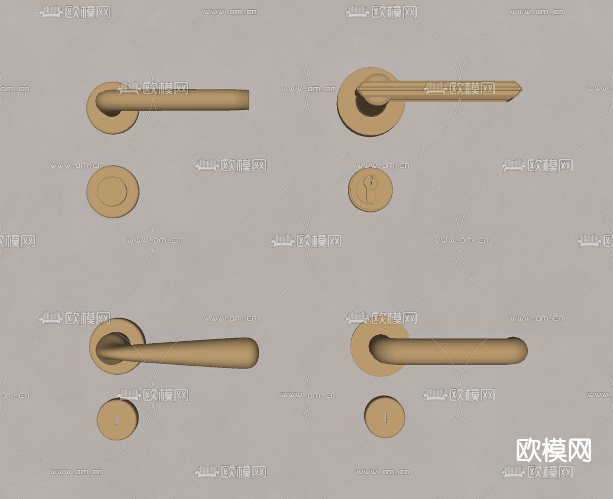 法式门把手 拉手 门锁su模型下载（渲染图1）