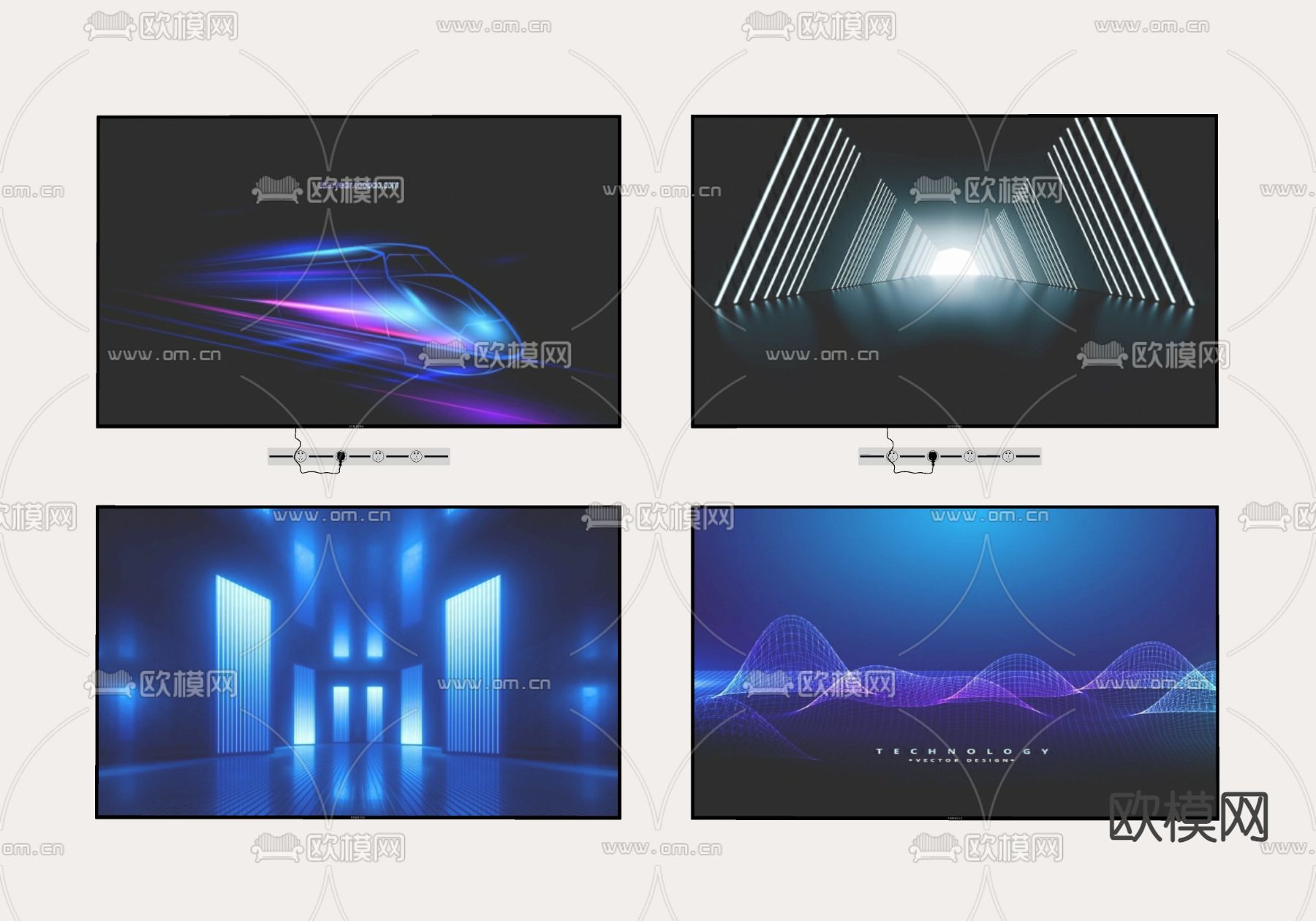 现代电视机su模型下载（渲染图1）