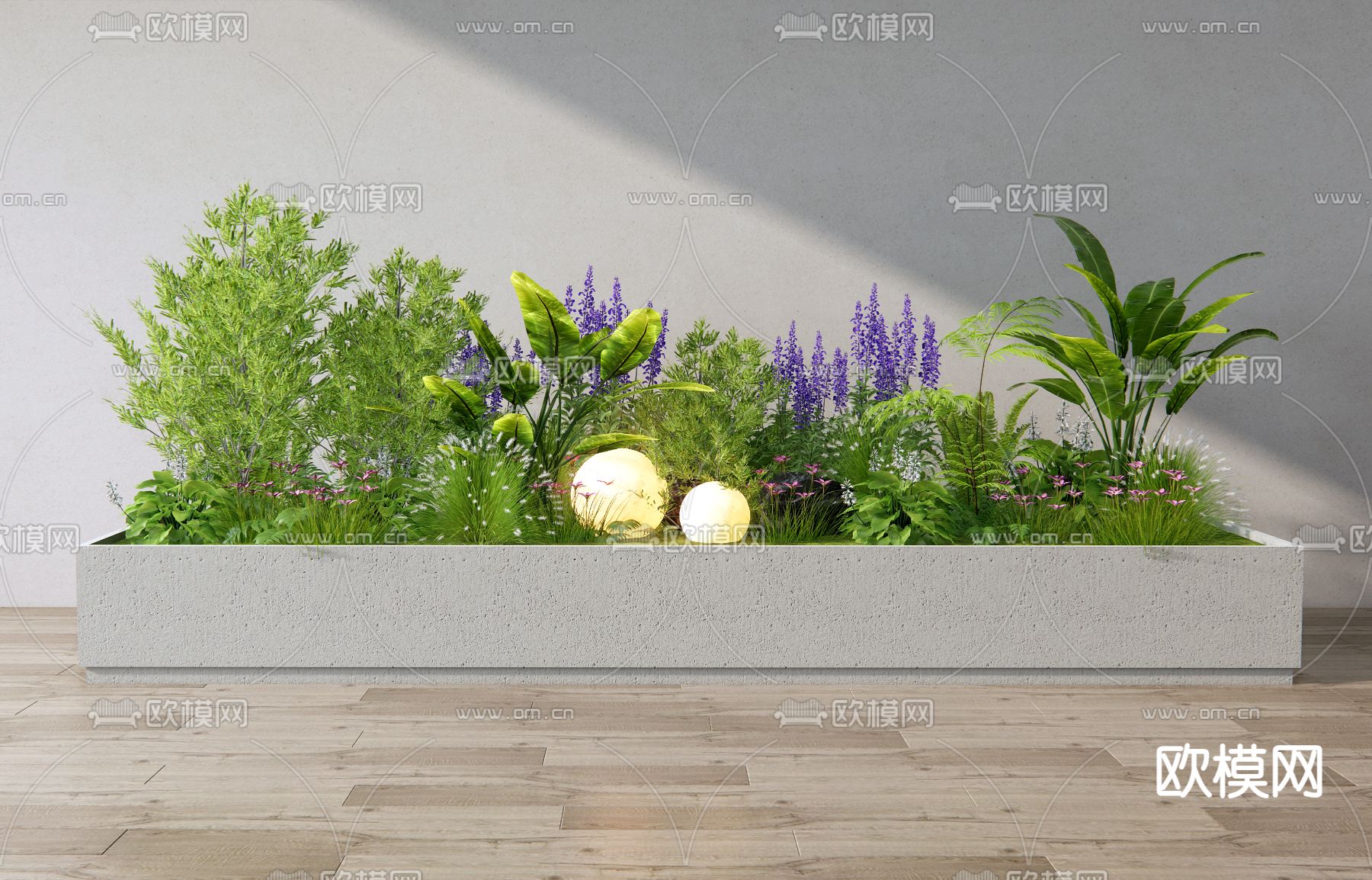 现代绿植花箱 室内植物造景su模型下载（渲染图2）