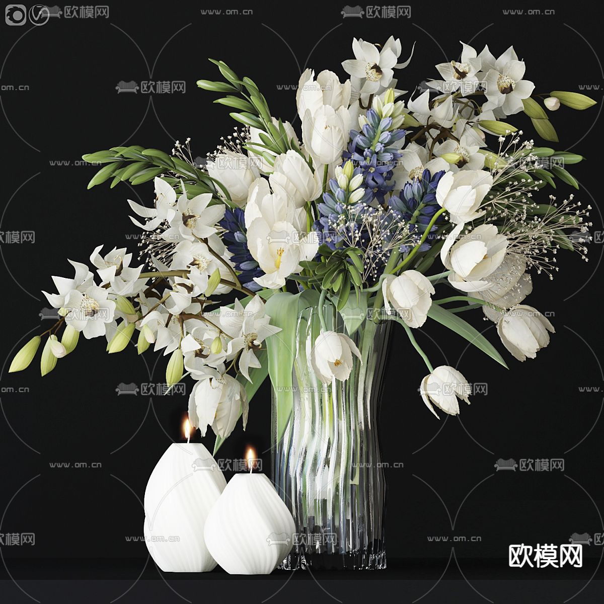 鲜花 插花 花艺 花瓶3d模型下载（渲染图1）