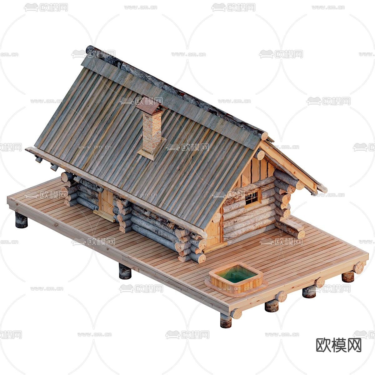 木屋外观 民宿3d模型下载（渲染图2）