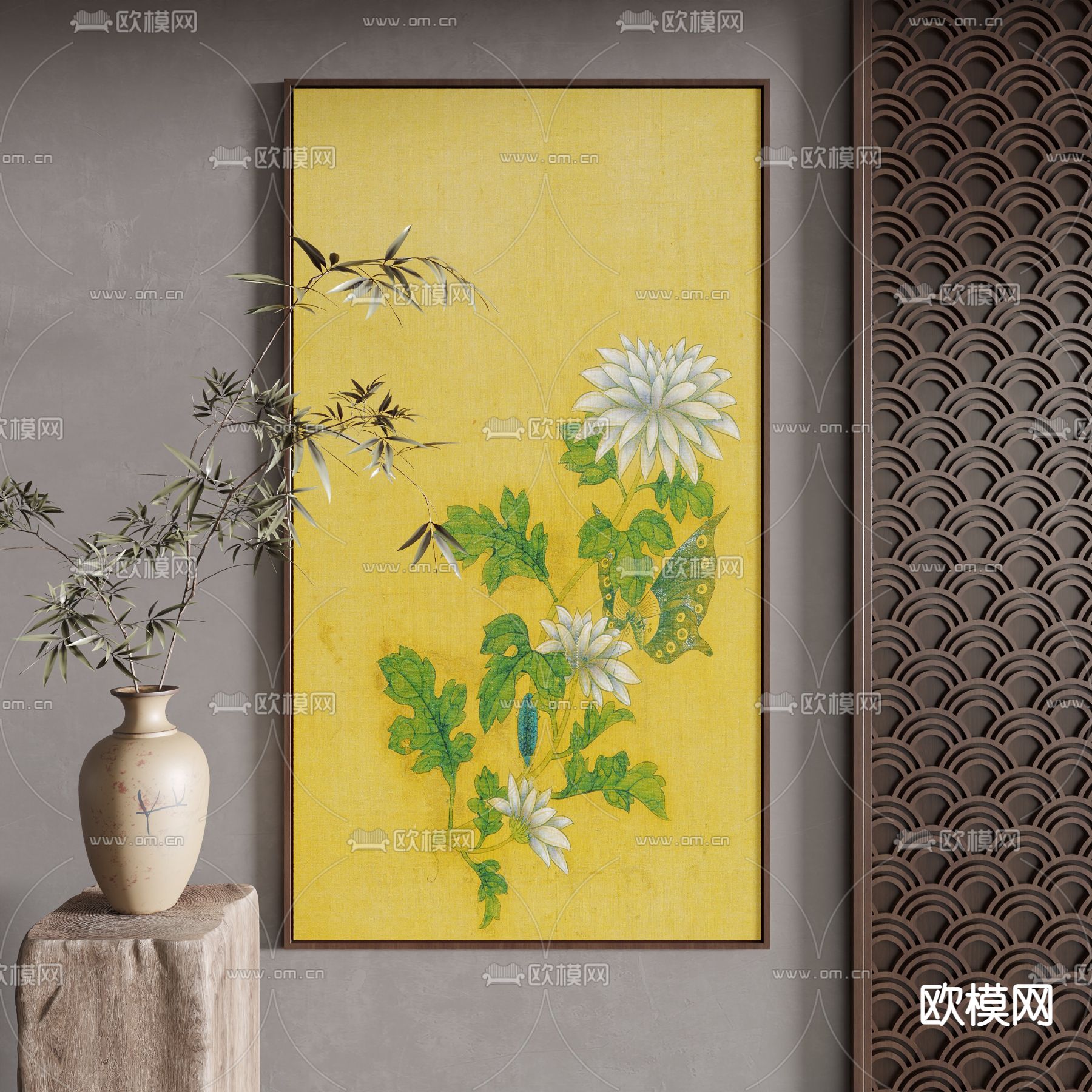 中式画 禅意挂画 装饰画3d模型下载