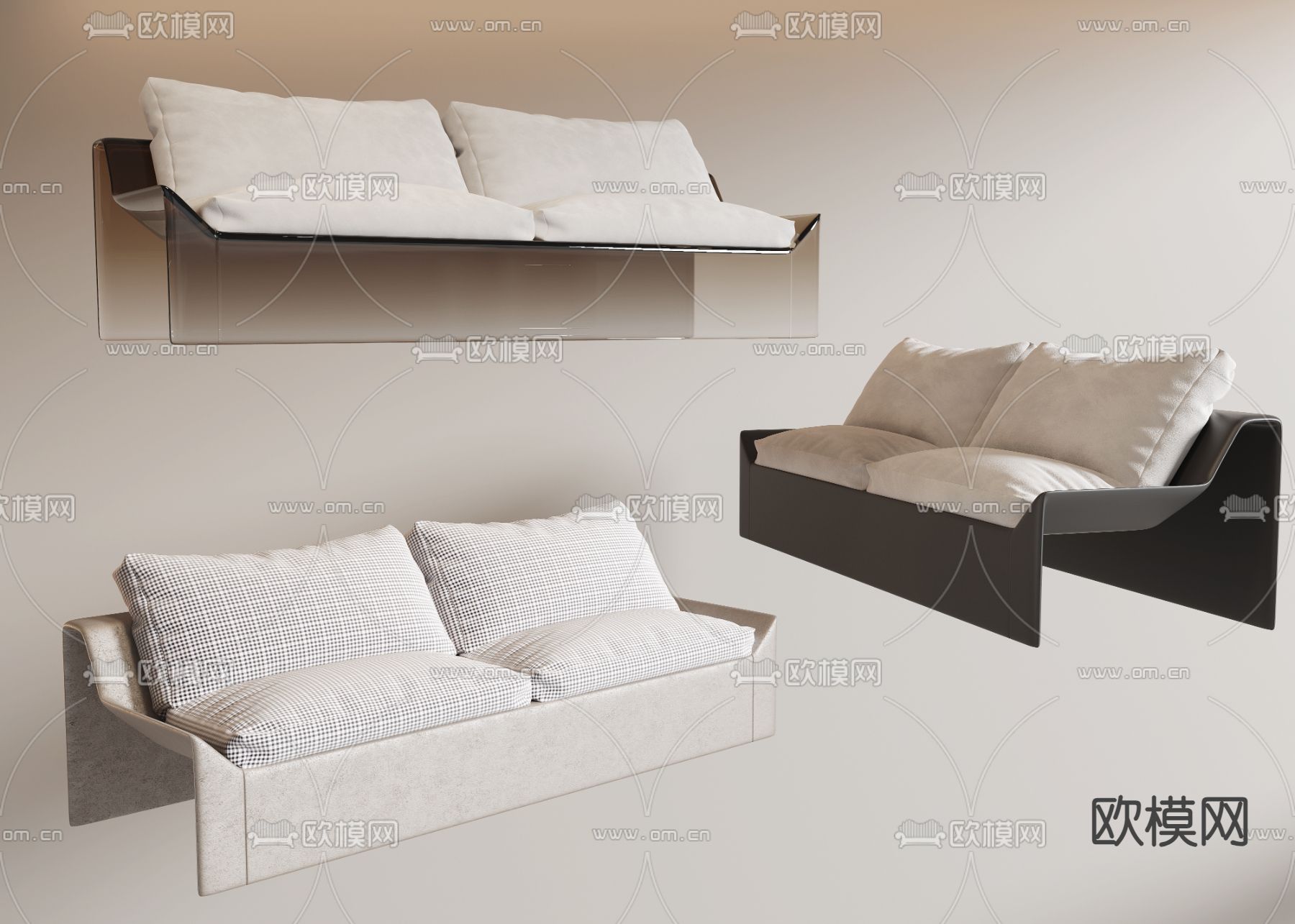 双人沙发 软体沙发3d模型下载