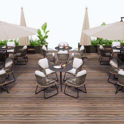  现代商业外摆 户外桌椅su模型 