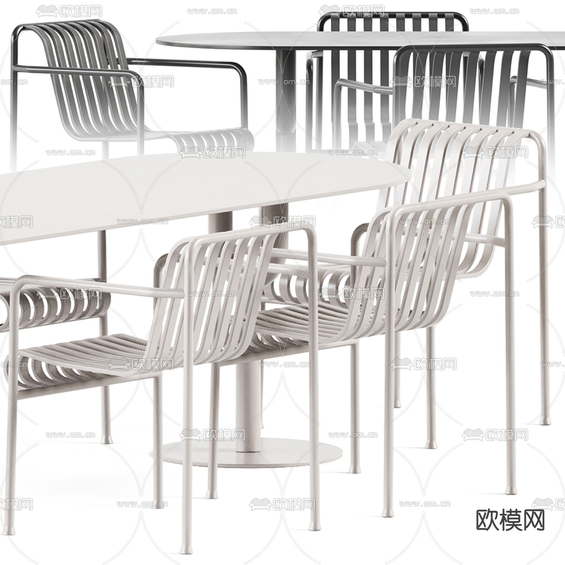 户外桌椅 铁艺桌椅3d模型下载