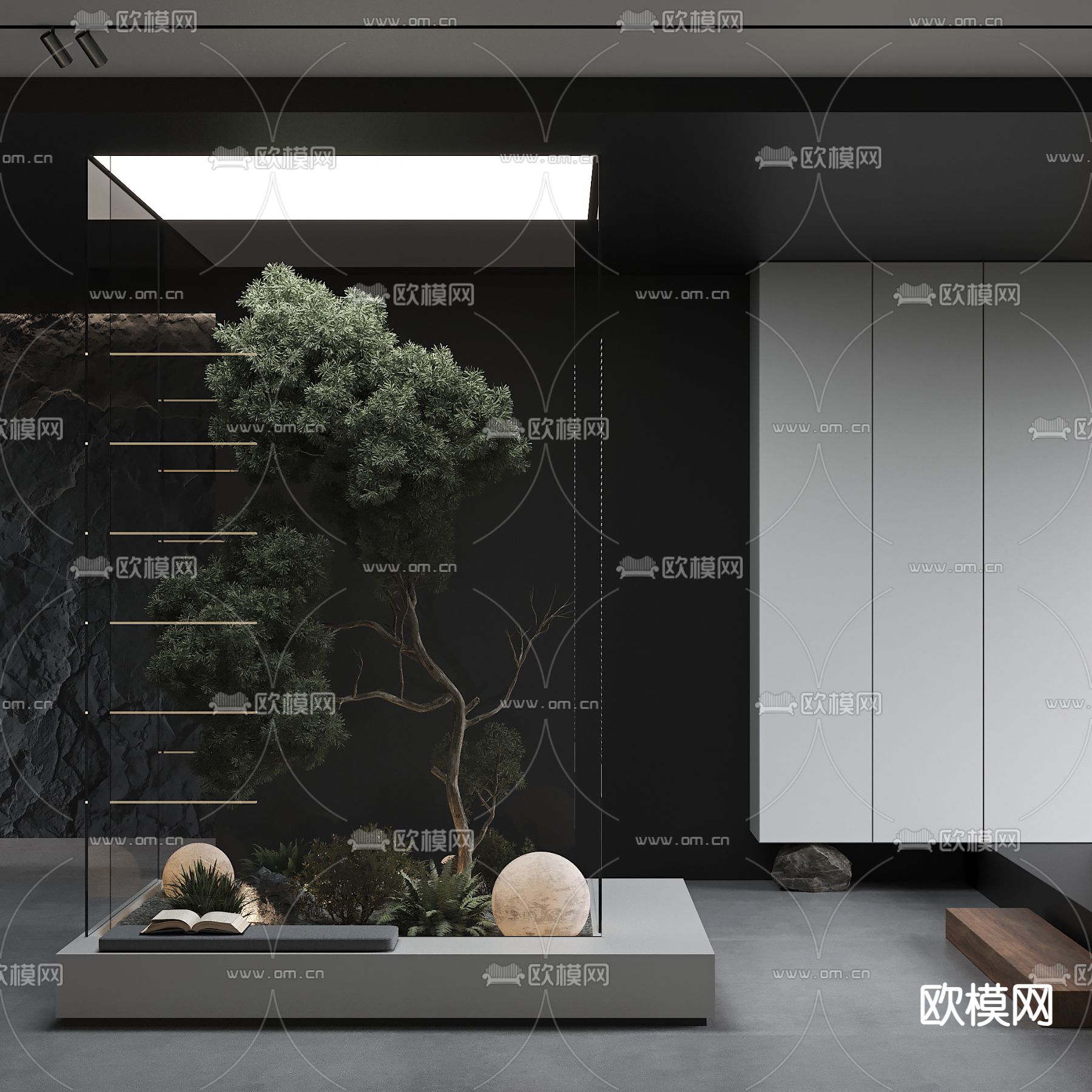 室内造景 植物堆 天井景观3d模型下载（渲染图2）