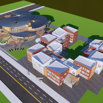  幼儿园鸟瞰su模型 