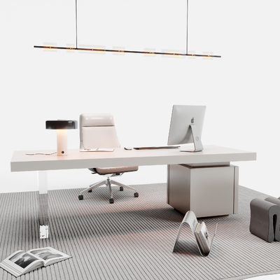  现代班台桌su模型 